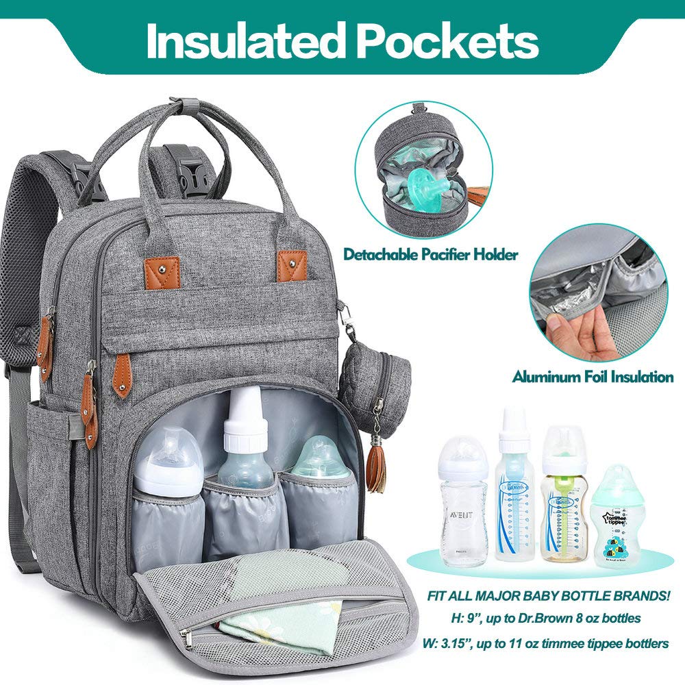 BabbleRoo Wickelrucksack – Große Multifunktions-Tasche Mit Wickelauflage & Kinderwagen-Gurten
