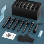 Lockenstab 6 in 1 LCD Keramikbeschichtung Multifunktions Austauschbare Lockenwickler Kit Schwarz – Bild 3