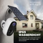 Überwachungskamera mit Solarpanel, 1080P Akku Kabellos Aussen/Innen WLAN Kamera – Bild 3