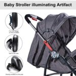 Kinderwagen Licht - Led Reflektoren für Kinderwagen mit 2 Leuchteffekte, 18 LED Pro Licht, Buggy Wasserdicht Blinklicht mit Klettverschluss und Akku, Kinderwagen Zubehör (2 Stück) – Bild 2