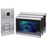 Video Türsprechanlage, Unterputz-Türstation IP65, 3X 7 Zoll Monitor