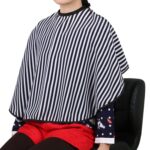 TRIXES Friseur Coiffeur Schulter Cape Umhang verstellbar Schwarz mit Weissen Streifen – Bild 6
