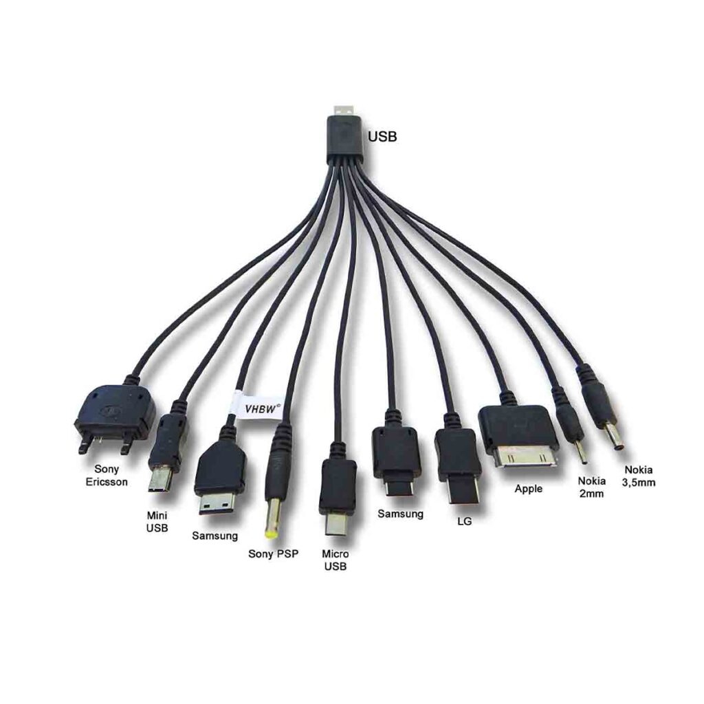 vhbw USB Ladekabel 10 in 1 Multi Charger Datenkabel