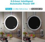 Wiederaufladbar Kosmetikspiegel mit LED Beleuchtetung, 1X 10X Spiegel Vergrösserung Wandmontage, Dimmbarer Rasierspiegel 3 Farben, Touchscreen, 360° Drehbar, Schminkspiegel für Badezimmer – Bild 4