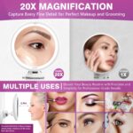 Auxmir Kosmetikspiegel mit Beleuchtung – 8 Zoll, 20X/30X Vergrösserung, 3 Lichtmodi, Dimmbar & 360° Drehbar mit Saugnapf – Bild 2