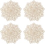 GLOBALDREAM Ausgehöhlte runde Tischsets, 4 Goldene metallische Tischsets