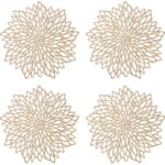 GLOBALDREAM Ausgehöhlte runde Tischsets, 4 Goldene metallische Tischsets