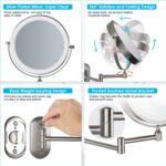 Wiederaufladbar Kosmetikspiegel mit LED Beleuchtetung, 1X 10X Spiegel Vergrösserung Wandmontage, Dimmbarer Rasierspiegel 3 Farben, Touchscreen, 360° Drehbar, Schminkspiegel für Badezimmer – Bild 6