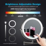 Wiederaufladbar Kosmetikspiegel mit LED Beleuchtetung, 1X 10X Spiegel Vergrösserung Wandmontage, Dimmbarer Rasierspiegel 3 Farben, Touchscreen, 360° Drehbar, Schminkspiegel für Badezimmer – Bild 3