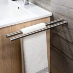 Zweiarmig Edelstahl Gebürstet Handtuchstange Doppelt 40 cm Bad Handtuchhalter Wandmontage – Bild 3