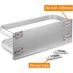 Wangel Duschablage ohne Bohren, Duschregal mit 5 Haken, Selbstklebend Badregal mit Patentierter Kleber, Bad Organizer Wandmontage Regal für Badzimmer und Küche – Bild 2
