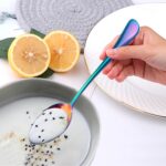 Regenbogen, Schwarz, Silber Edelstahl 24-teiliges Besteckset für 6 Personen, Geschirr, Tafelbesteck, Edelstahlbesteck, Festbesteck, Besteckgarnitur, Campingbesteck, Spülmaschinenfestes, Eleganten Holzbox – Bild 7