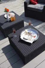 "Allibert by Keter" Gartentisch California, graphit, quadratisch, Kunststoff, runde Rattanoptik – Bild 7