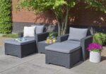 "Allibert by Keter" Gartentisch California, graphit, quadratisch, Kunststoff, runde Rattanoptik – Bild 6