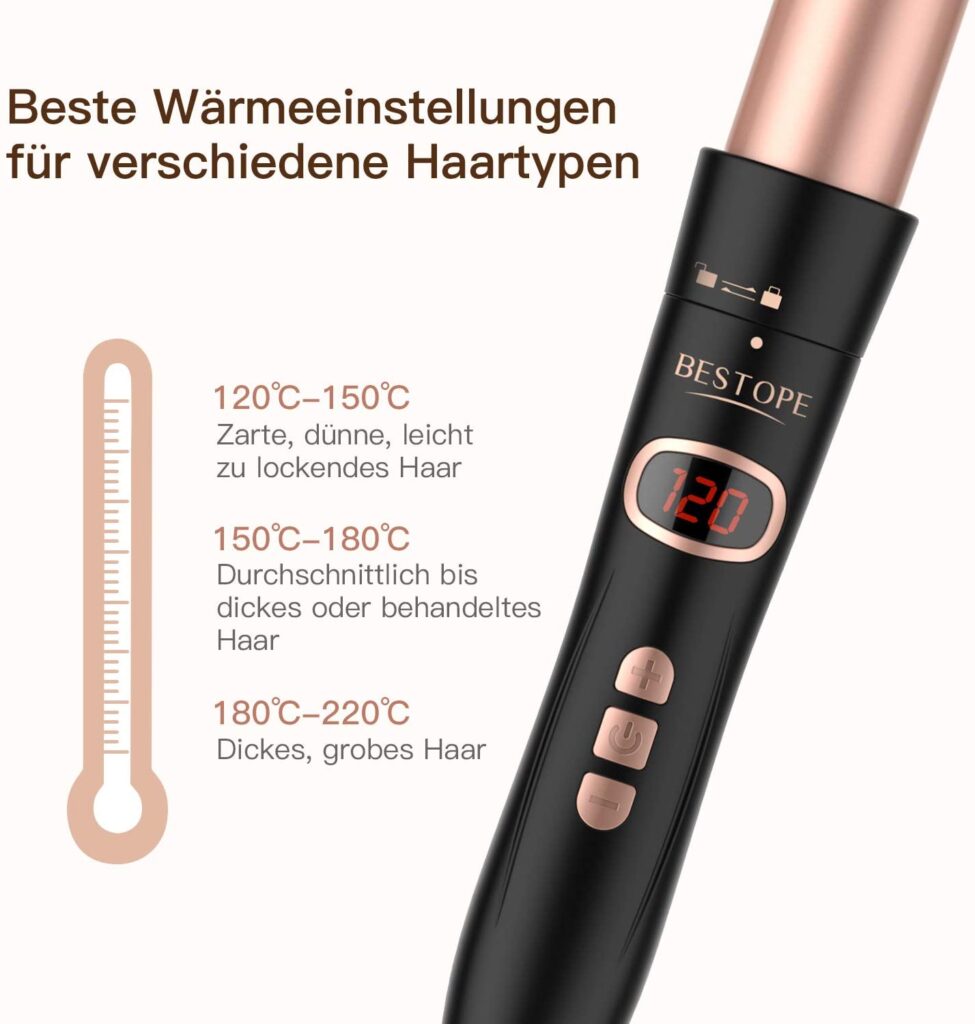 Lockenstab Set 6-in-1 – Keramik Lockenwickler Mit LCD Display & Temperaturregulierbar