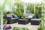 "Allibert by Keter" Gartentisch California, graphit, quadratisch, Kunststoff, runde Rattanoptik – Bild 3