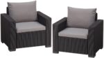 Allibert Lounge Sessel California 2er Set mit Kissen, graphit – Bild 5