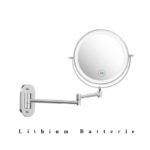 Wiederaufladbar Kosmetikspiegel mit LED Beleuchtetung, 1X 10X Spiegel Vergrösserung Wandmontage, Dimmbarer Rasierspiegel 3 Farben, Touchscreen, 360° Drehbar, Schminkspiegel für Badezimmer – Bild 7