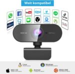 Webcam mit Mikrofon und Stativ, 1080P Kamera für PC Laptop Desktop – Bild 9