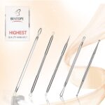 BESTOPE Mitesserentferner Komedonenquetscher Set Pinzetten Set mit Metall-Box Blackhead Remover aus Hochwertiger Edelstahl Akne Mitesser Entferner Extraktor Tools 5 Stücke – Bild 5
