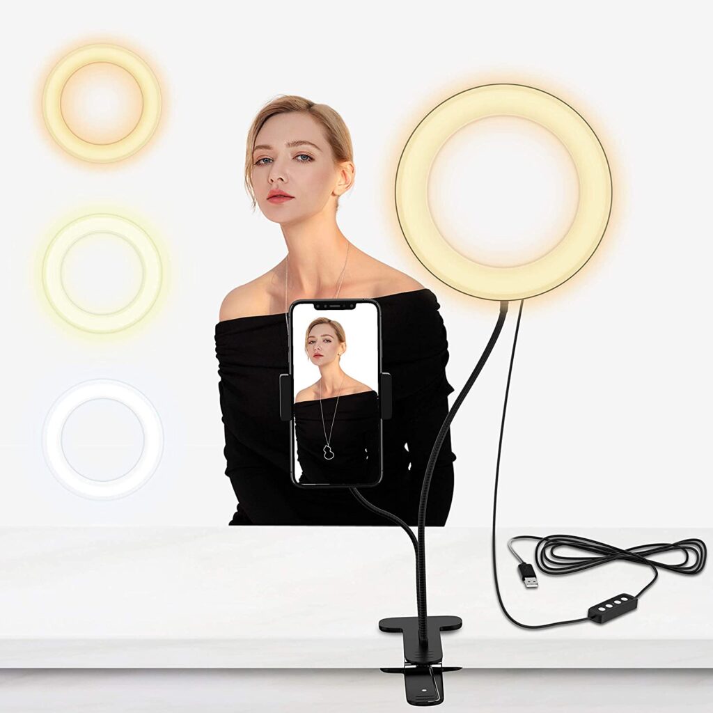 LED Selfie Ringlicht 6/8 Zoll LED-Ringlicht mit Doppel Handyhalters & Fernbedienung