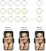LED Selfie Ringlicht  6/8 Zoll LED-Ringlicht mit Doppel Handyhalters & Fernbedienung – Bild 3