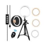 Amzdeal 6 '' Ringleuchte mit Stativ 3 Farben 10% -100% Einstellbare Helligkeit, 360°Umdrehung