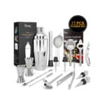 17 Stück Cocktail Set + 1 Cocktailbuch, RATEL Edelstahl Cocktail Mixing Shaker Set, Professionelles Barzubehör Werkzeug Party Essential cocktailshaker Mit 750ml Cocktail Shaker, Sieb, Cocktailbuch