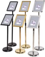 GUOHONG Infoständer Höhenverstellbar Edelstahl Informationsständer A3 Plakatständer Präsentationsständer Werbeständer (Silber, A3) – Bild 2