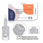 BOWKA Elektrischer Derma Pen Microneedling Pen inkl.12 Stück Mikro Derma Elektroantrieb Roller Nadelpatrone kabellos Wiederaufladbar verstellbar von 0,25 bis 2,5 mm