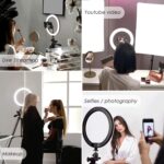 Amzdeal 6 '' Ringleuchte mit Stativ 3 Farben 10% -100% Einstellbare Helligkeit, 360°Umdrehung – Bild 3