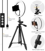 Amzdeal 6 '' Ringleuchte mit Stativ 3 Farben 10% -100% Einstellbare Helligkeit, 360°Umdrehung – Bild 5