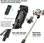 BlitzWolf Bluetooth Selfie Stick Stativ, 3 in 1 Erweiterbar Monopod Wireless Selfie-Stange Stab 360° – Bild 2