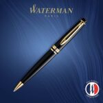 Waterman Expert Kugelschreiber Schwarz mit Chromzierteilen, Blaue Tinte, Geschenkbox – Bild 8