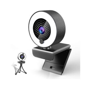 MHDYT 2K Webcam mit Mikrofon und Ringlicht HD Facecam