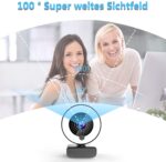 MHDYT 2K Webcam mit Mikrofon und Ringlicht HD Facecam – Bild 8