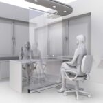 Hygieneschutz Rollup Schutzwand Spuckschutz Stellwand Hustenschutz Virenschutz Niesschutz