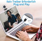 MHDYT 2K Webcam mit Mikrofon und Ringlicht HD Facecam – Bild 6