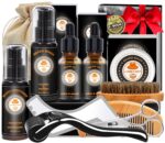 Bartpflege Set für Männer mit Bartöl, Balsam, Shampoo und Zubehör – Geschenkset (Sweet Orange)