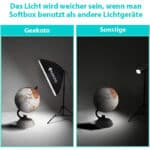 GEEKOTO Softbox Set Fotostudio 50 x 70cm, Dauerlicht Studioleuchte Set mit 2 Softboxlampen E27 85W 5500K, 2m Vollverstellbare Lichtstative für Studio-Porträts, Produktfotografie, Modefotos