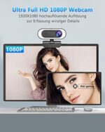 1080P Webcam mit Mikrofon＆Ringlicht,lesvtu HD Web Kamera – Bild 2