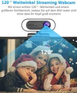 1080P Webcam mit Mikrofon＆Ringlicht,lesvtu HD Web Kamera – Bild 7