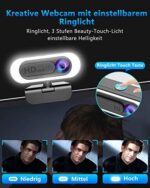 1080P Webcam mit Mikrofon＆Ringlicht,lesvtu HD Web Kamera – Bild 3