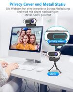 1080P Webcam mit Mikrofon＆Ringlicht,lesvtu HD Web Kamera – Bild 4
