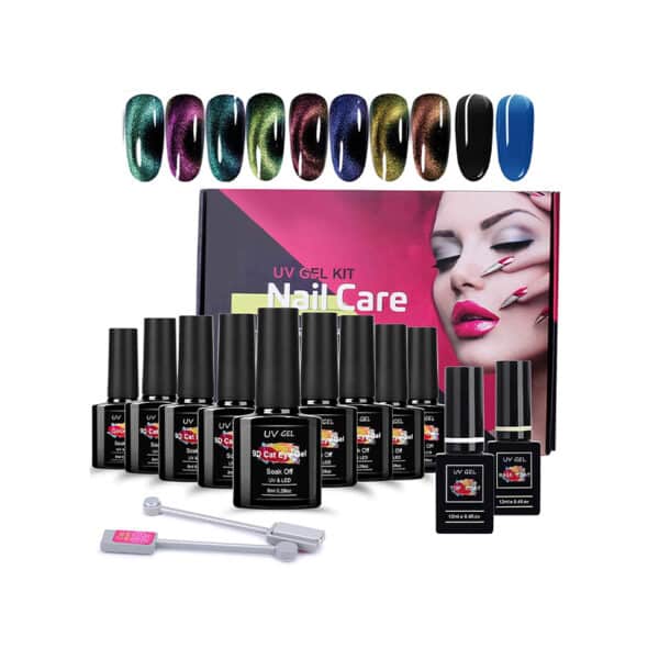8ml Cat Eye Nagellack Set, TwoWin 9D Magnet Katzenauge Gel 8 Farben UV LED Gel