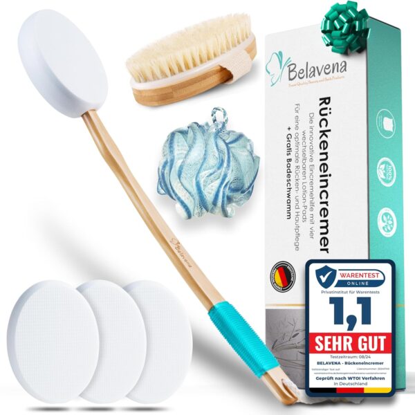 Rücken-Eincremehilfe 2025 – Komfort-Design mit 4 austauschbaren Pflegepads