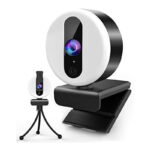 2K Webcam mit Mikrofon für PC,Ringlicht Webcam USB mit Abdeckung und Stativ