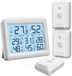 ORIA Digital Thermometer, Innen/Aussen mit 3 Aussensensor