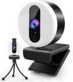 2K Webcam mit Mikrofon für PC,Ringlicht Webcam USB mit Abdeckung und Stativ – Bild 7