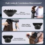 Faszin Ionen Haartrockner – Profi Föhn mit AC-Motor, 2 Geschwindigkeiten, 3 Hitzeeinstellungen, Kaltlufttaste, Diffusor & 2 Konzentratoren – Bild 7